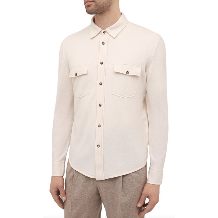 Shop Brunello Cucinelli White Cashmere Shirt