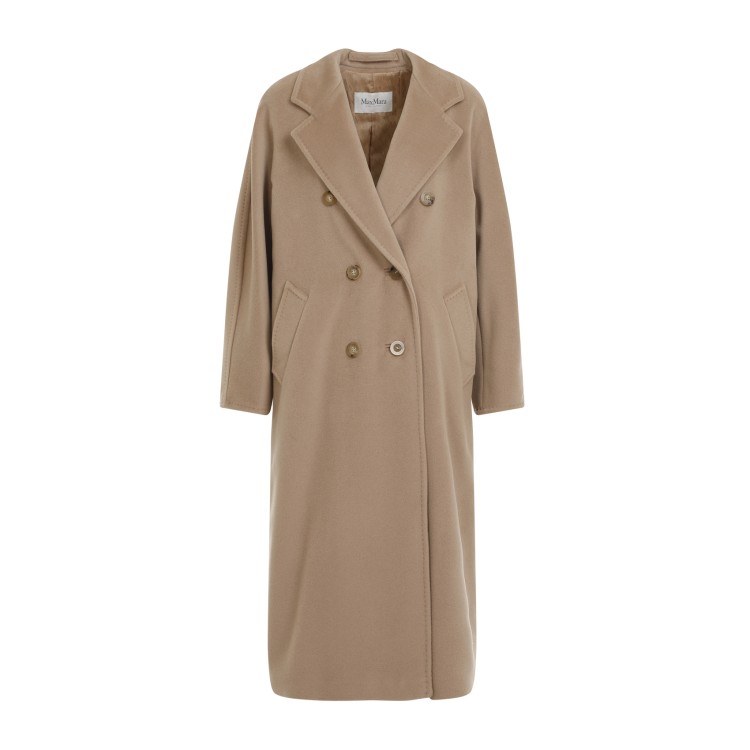 Max Mara Double-breasted Beige Wool-cashmere Coat With Tailored Silhouette In Brown