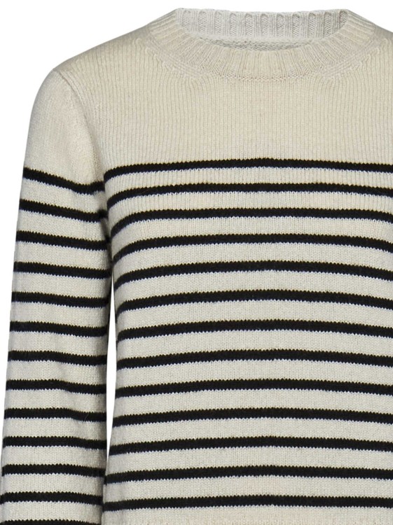 Shop Khaite Ny Striped Knit Crewneck Sweater In White