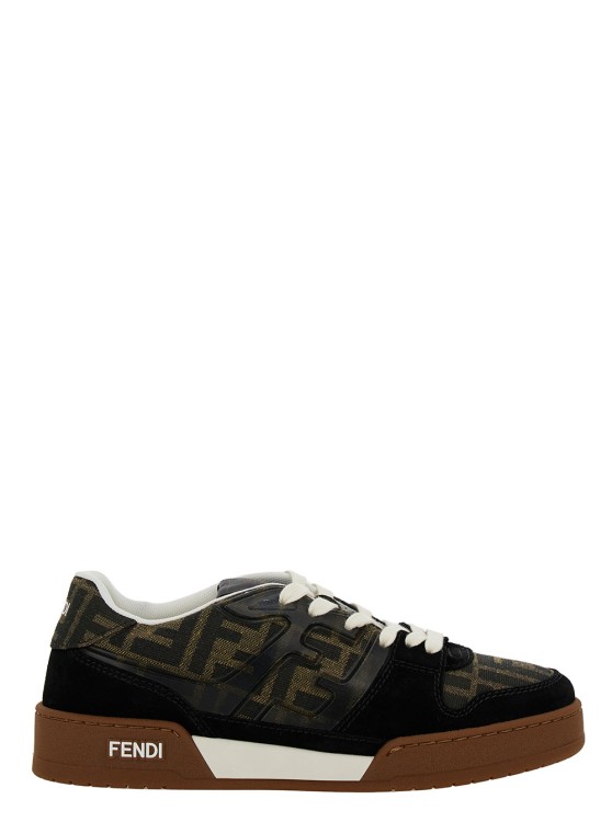 Fendi Match' Multicolor Low Top Sneakers With Ff Appliqué In Leather In Black