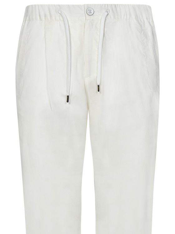 Shop Herno Waterproofed Stretch Cotton Trousers In White