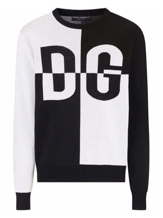 Shop Dolce & Gabbana Black Logo Sweater In White