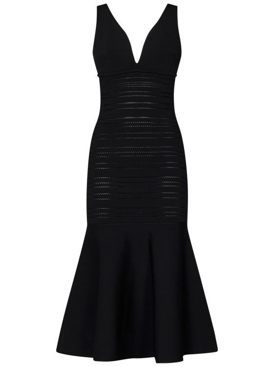 Shop Victoria Beckham Frame Detail Midi Dress In Black