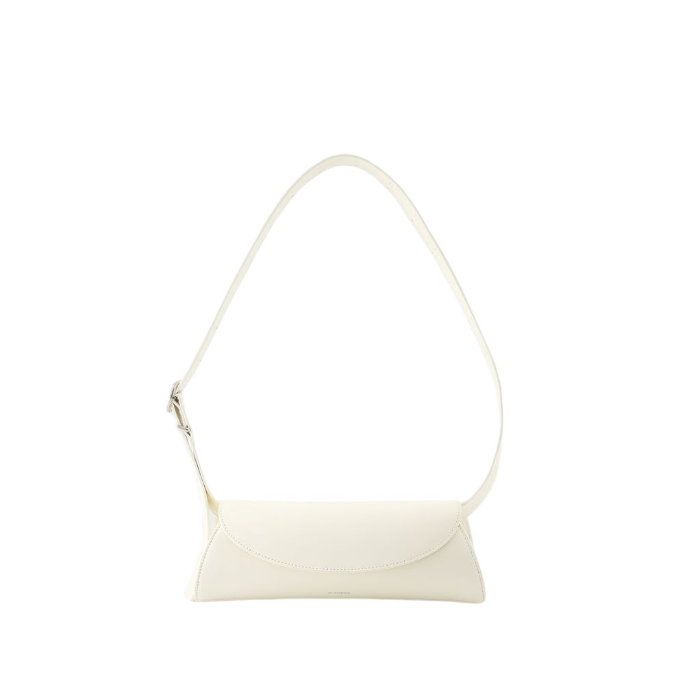 Jil Sander Small Leather Shoulder Bag With Adjustable Handle In White