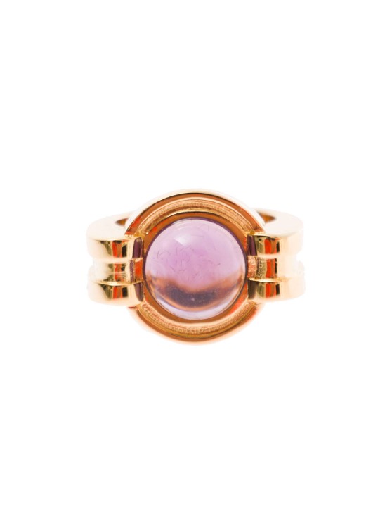 Shop Leda Madera Sophia Gold Plated Brass Rings Wirh Purple Stone Detail In Not Applicable