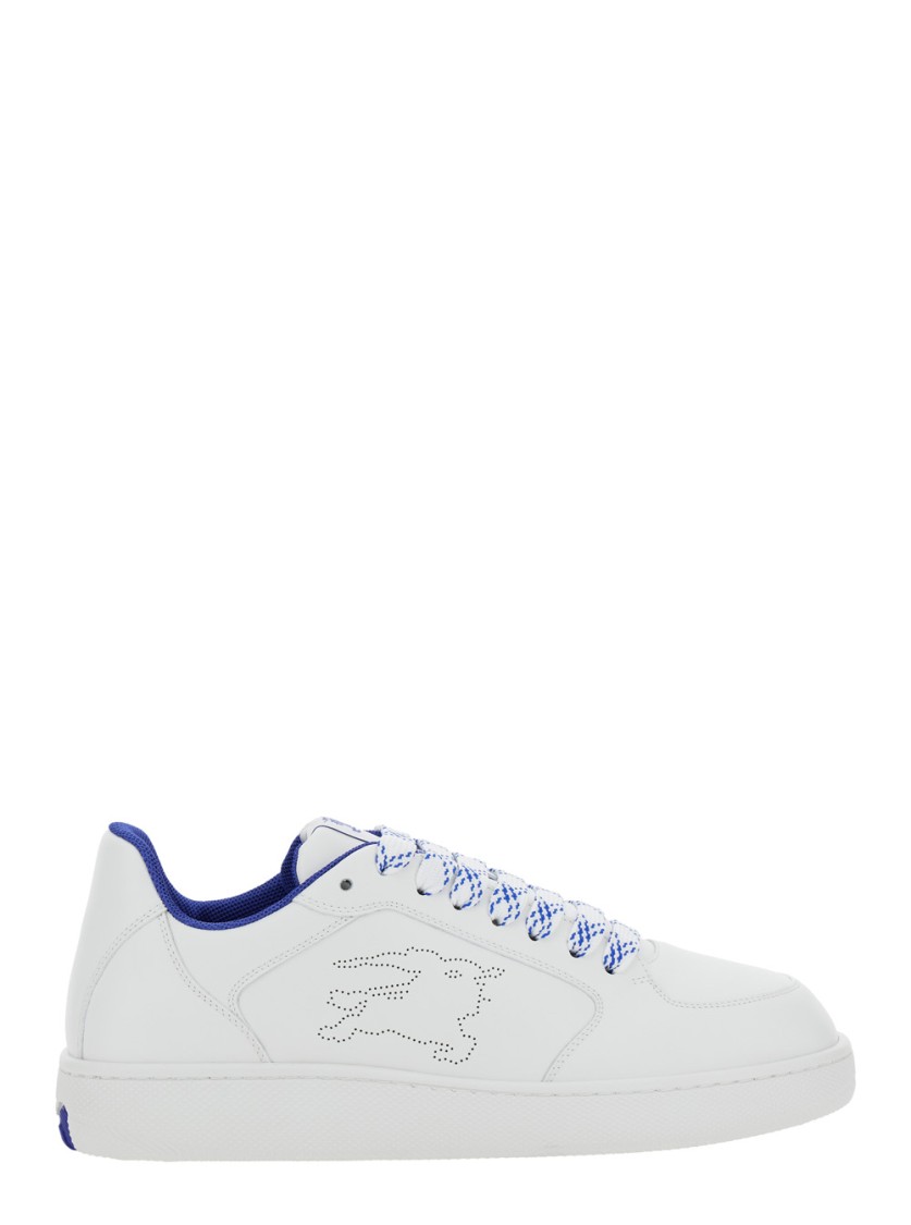 Shop Burberry Low Top Leather Sneakers In White