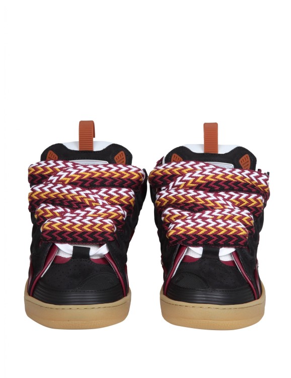 Shop Lanvin Curb Sneakers In White And Bordeaux Leather And Suede In Black