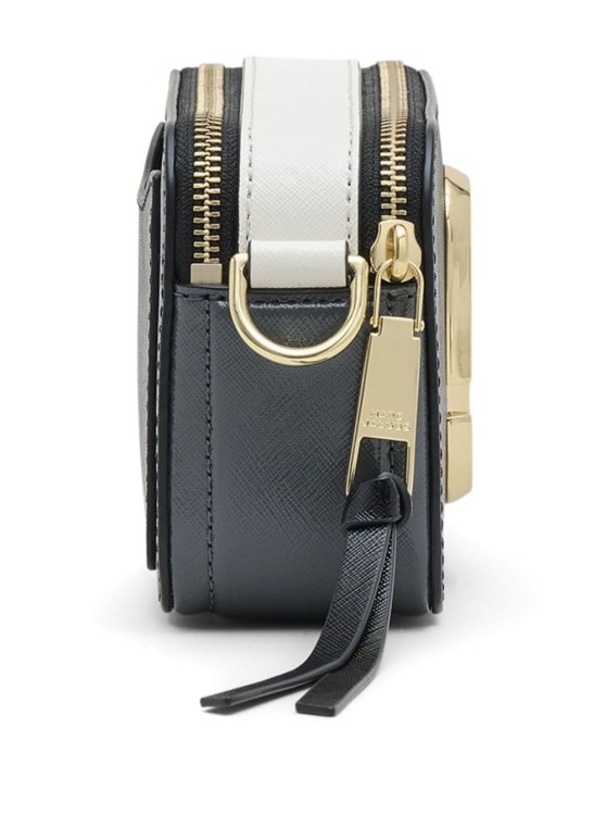 Shop Marc Jacobs The Snapshot' Black Shoulder Bag With Metal Logo At The Front In Leather