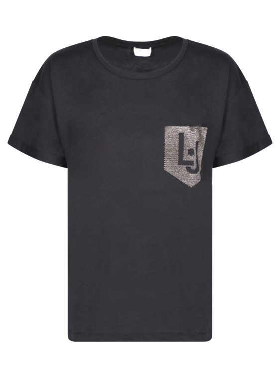 Liu •jo Rhinestone Details Black T-shirt