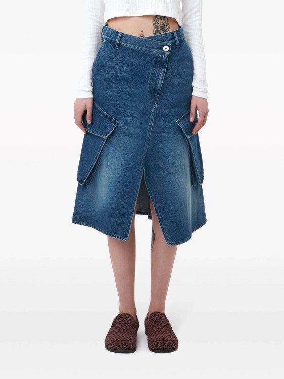 Shop Jw Anderson Blue Cargo Denim Midi Skirt