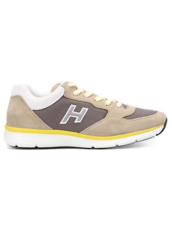 Hogan Beige Suede And Technical Fabric Sneakers In Pink