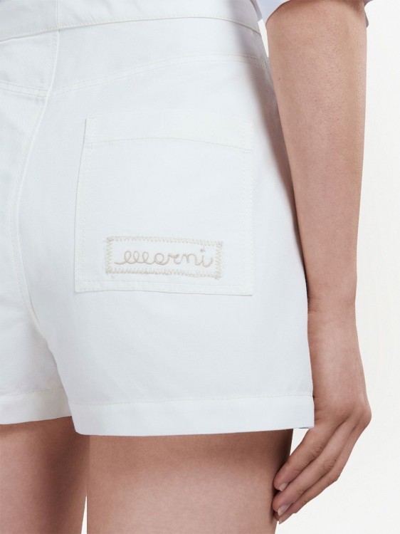 Shop Marni Logo-embroidered High-waist Shorts In White