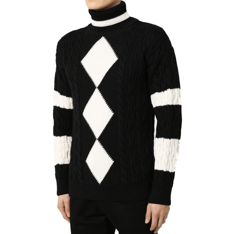 Shop Saint Laurent Wool Ribbed Sweater In Black