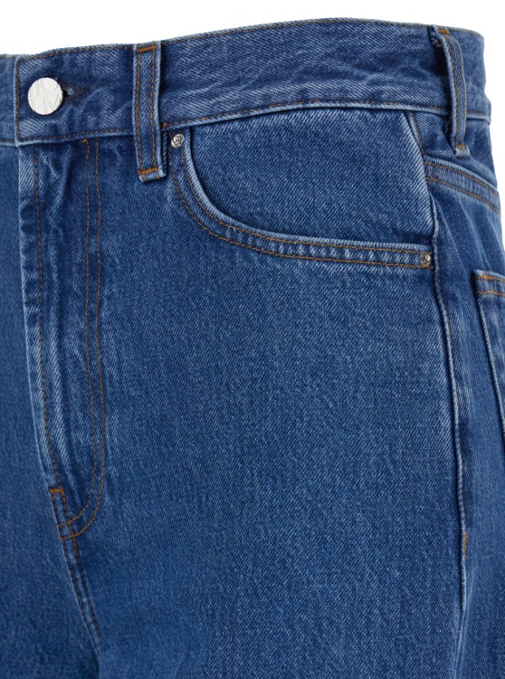 Shop Totême Blue Wide Jeans With Logo Patch In Denim