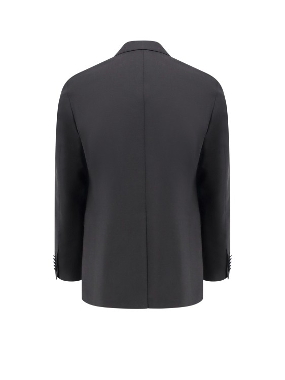 Shop Tagliatore Virgin Wool Blend Suit With Peak Lapel In Black