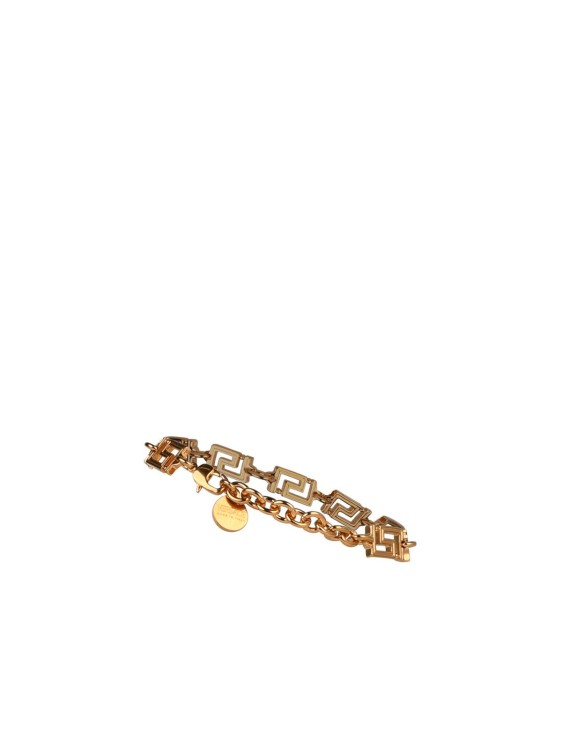 Shop Versace Greca' Bracelet In Placated Brass In Brown