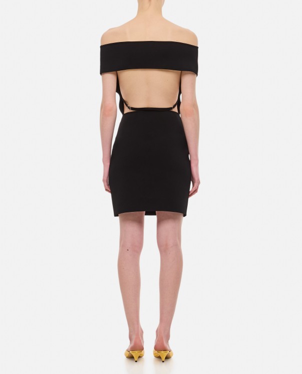 Shop Jacquemus Off-the-shoulder Short Dress In Black