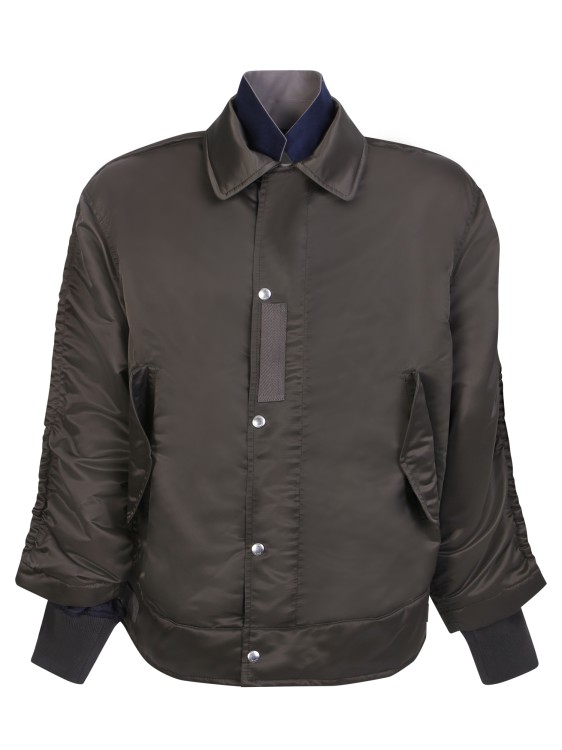 Sacai Collared Button-up Bomber Jacket In Grey