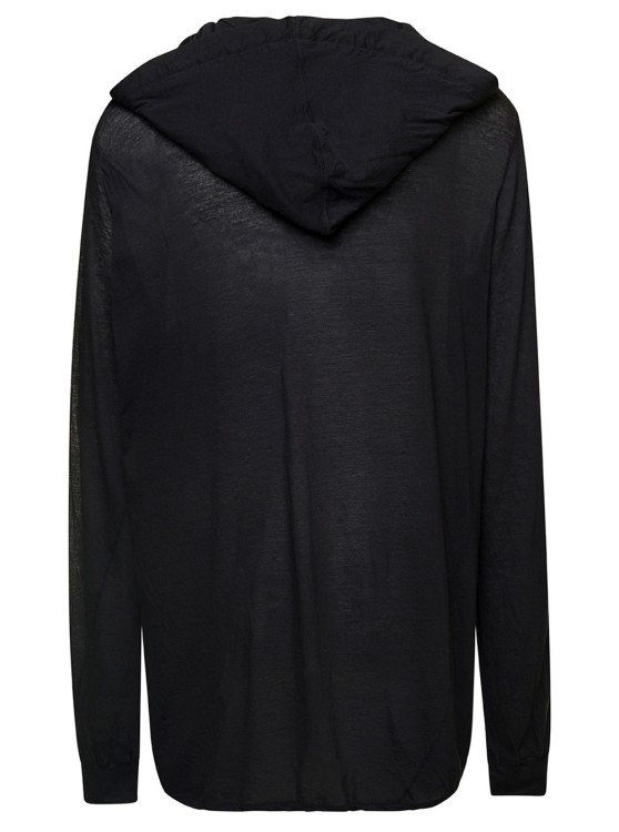 Shop Rick Owens Black Hoodie With Coulisse Long Sleeves In Cotton