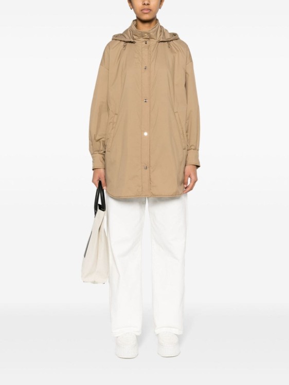 Herno Hooded Long Length Jacket With Adjustable Hood In Brown