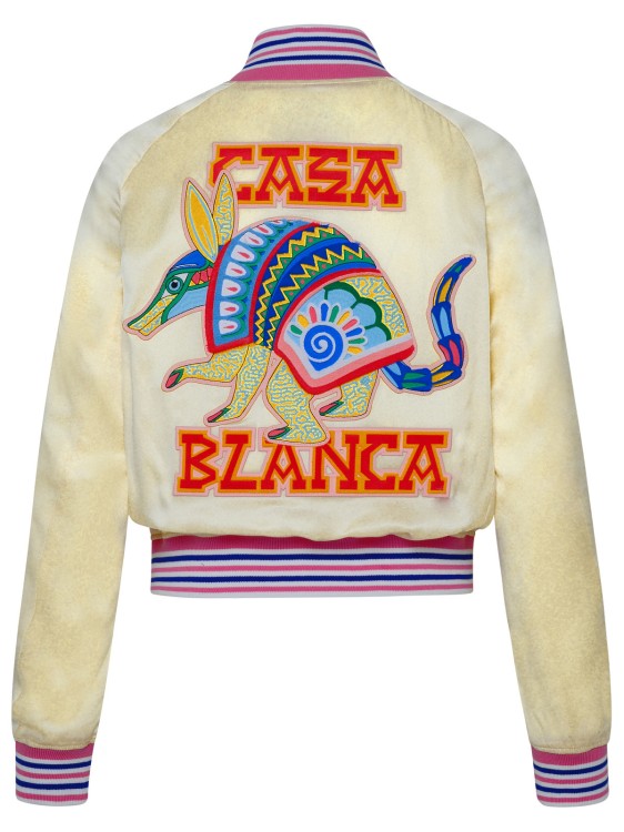 Shop Casablanca Ivory Silk Jacket In Neutrals