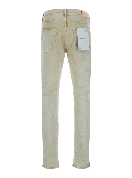 Shop Purple Brand Beige Five-pocket Jeans With Logo Patch In Cotton Blend Denim In White