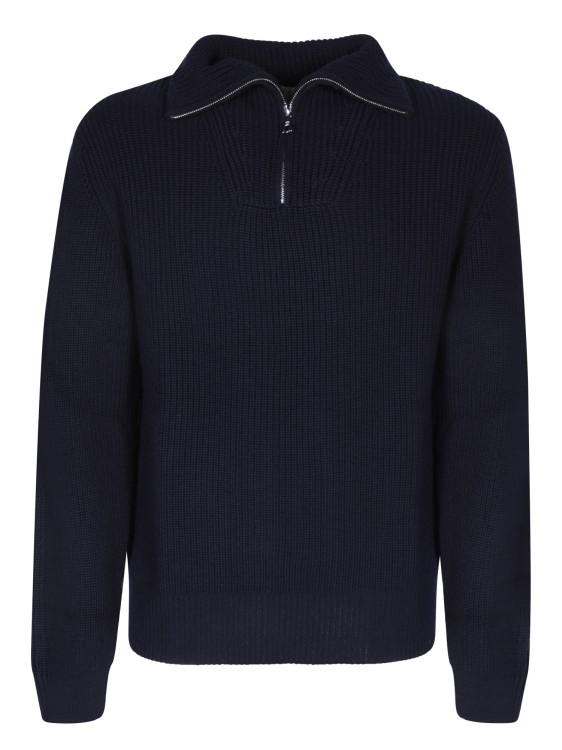 Shop Officine Generale Half Zipped Collar Sweater In Black