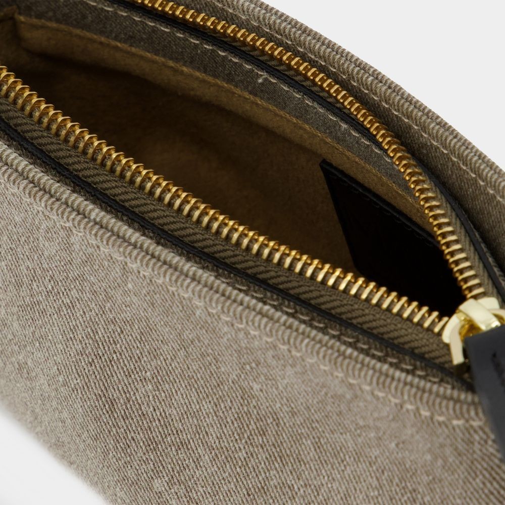 Manu Atelier Mini Curve Hobo Bag - Grey/black - Denim In Grey