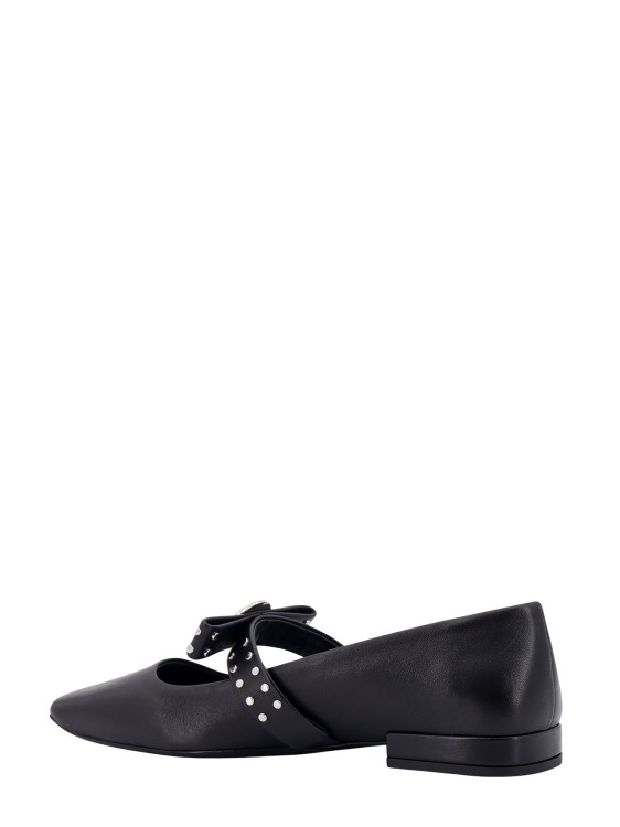 Shop Versace Leather Ballerinas With Frontal Studs In Black