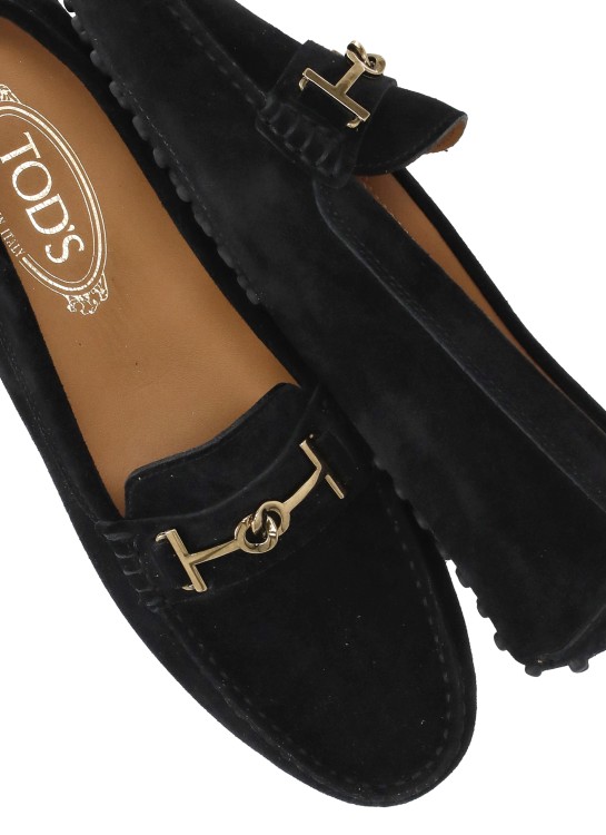 Shop Tod's Balck Suede Leather Loafers In Black