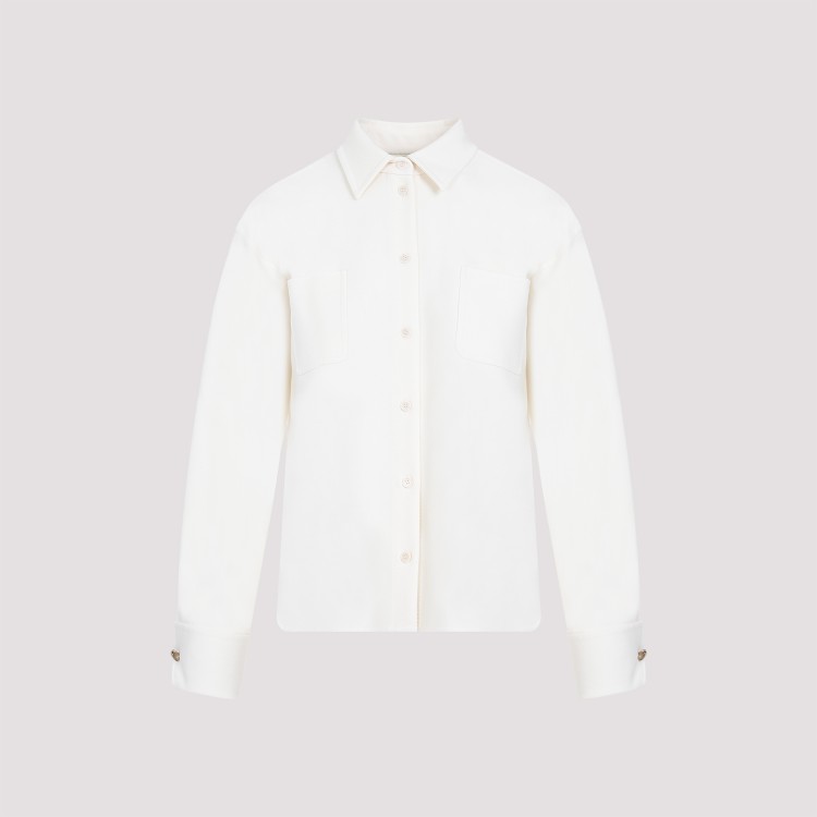 Shop Max Mara Tirolo White Virgin Wool Shirt Jacket