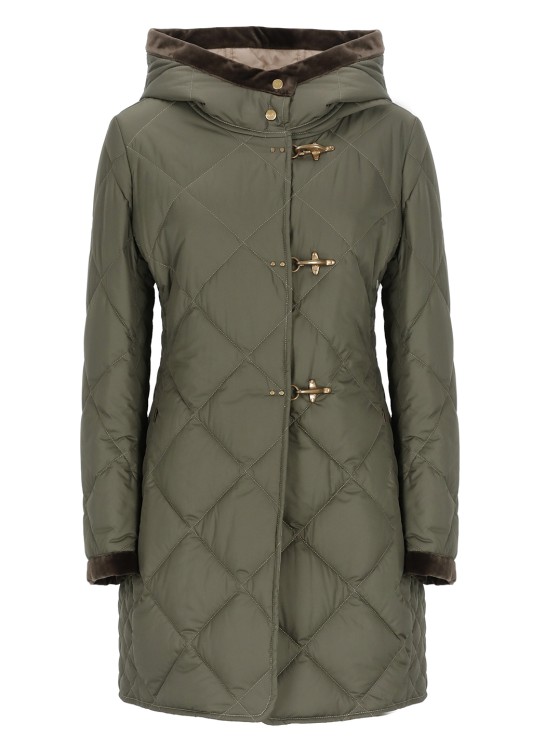 Fay Virginia Quilted Coat With Hood In Grey