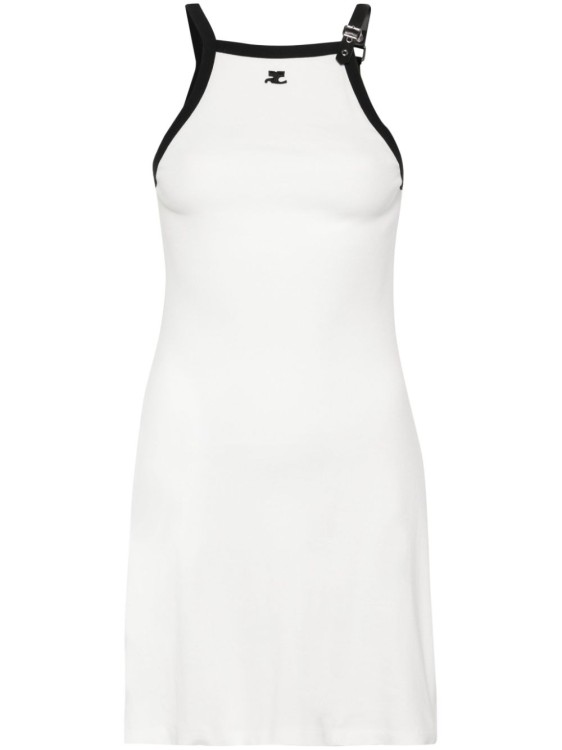 Shop Courrèges Buckle Contrast Dress In White
