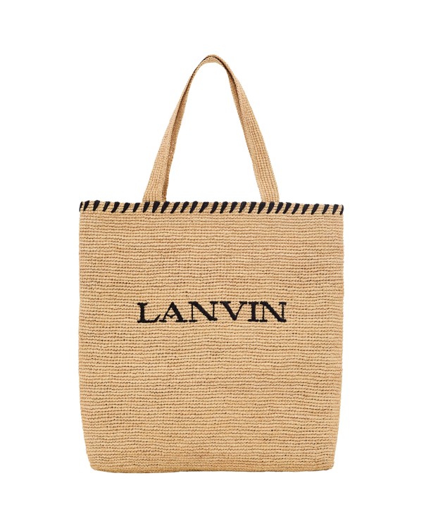 Shop Lanvin Raffia Tote Bag In Brown
