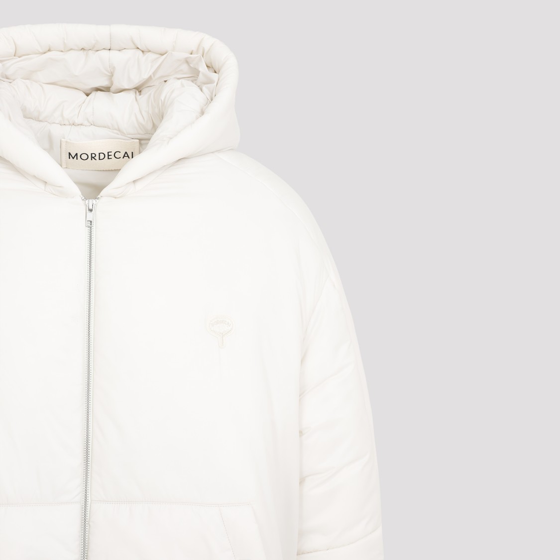 Mordecai Feather Down Jacket With Hood And Pockets In Neutrals