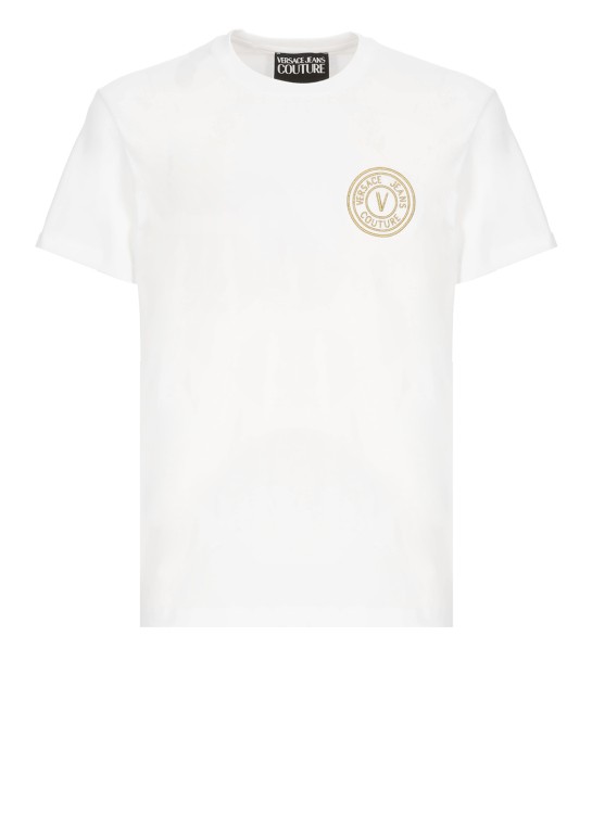 Versace Jeans Couture T-shirt With Vemblem Logo In White