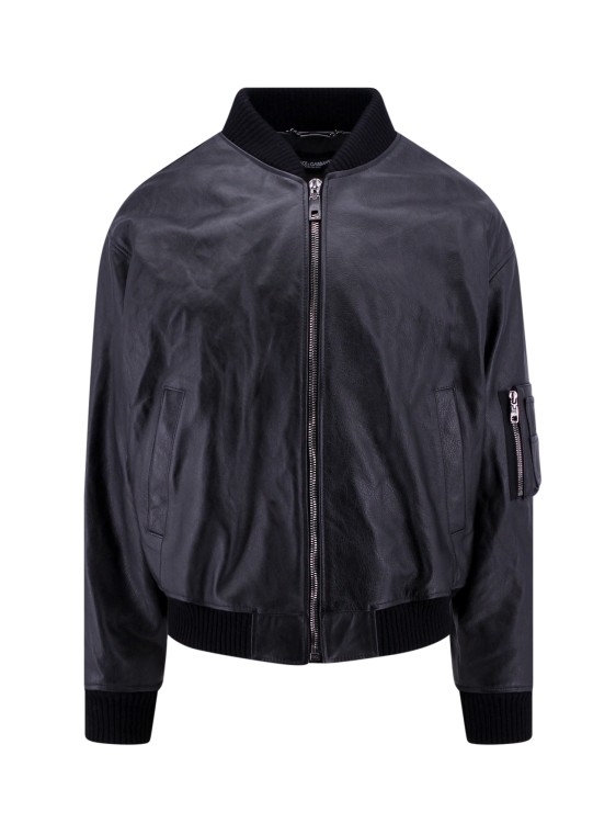 Shop Dolce & Gabbana Padded Taurus Leather Jacket In Black