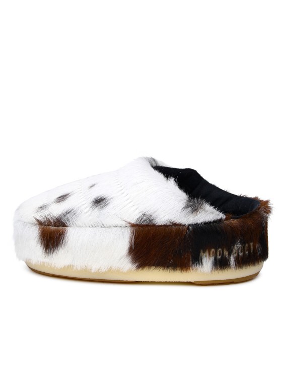 Shop Moonboot Two-tone Pony Hair Slipper In White