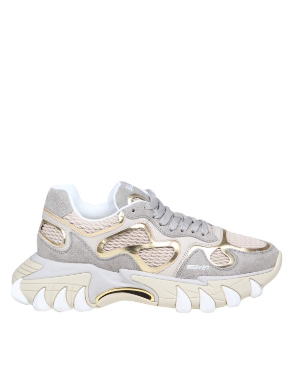 Balmain Gold Neutral B-east Leather Sneakers In White
