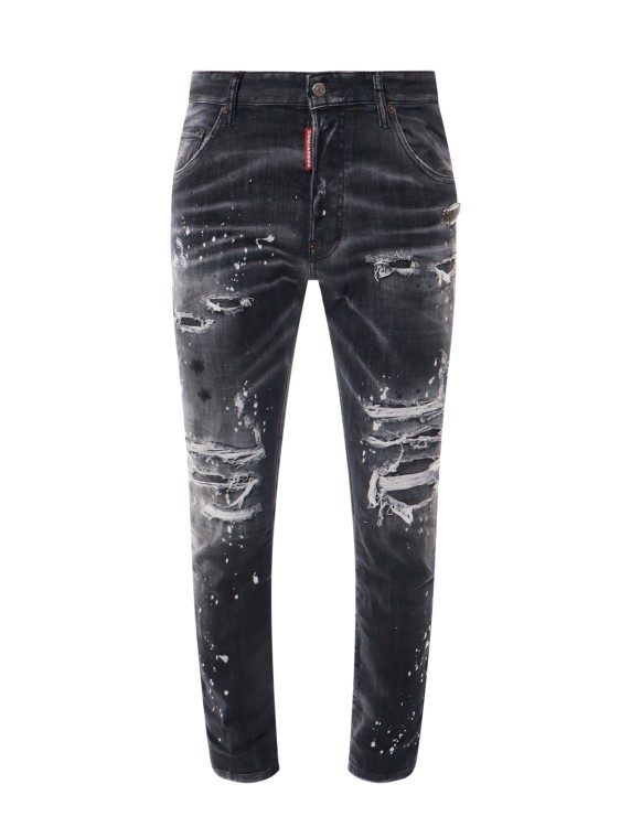 Dsquared2 Distressed Skater Denims With Stonewash Effect In Black