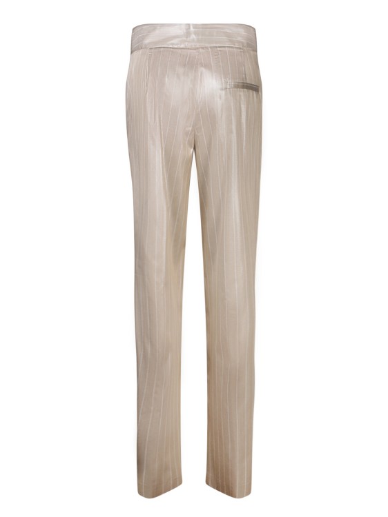 Shop Genny Satin Trousers With Pinstripe Pattern In Neutrals