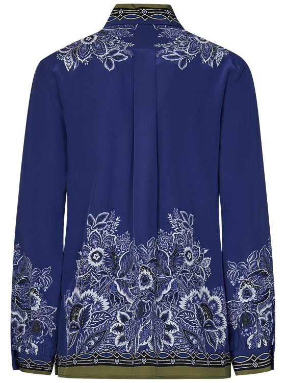 Shop Etro Blue Shirt In Silk Crêpe De Chine