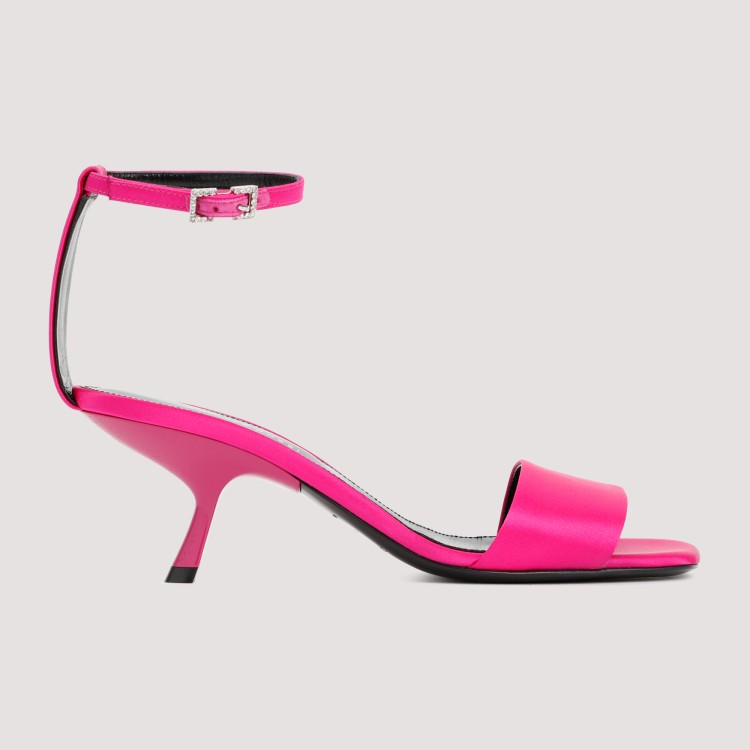 Shop Sergio Rossi Magenta Satin Sandals In Red