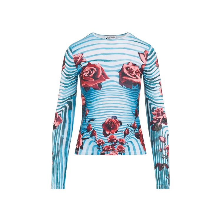 Shop Jean Paul Gaultier Blue And Red Body Morphing Top