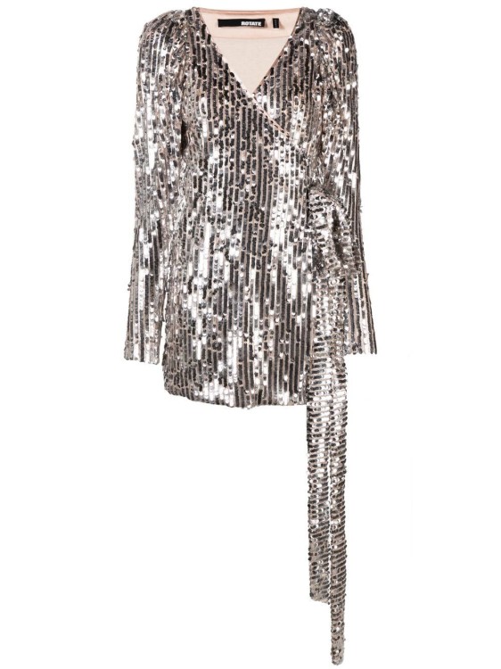 Rotate Birger Christensen Briiidget Sequin Wrap Dress In Grey