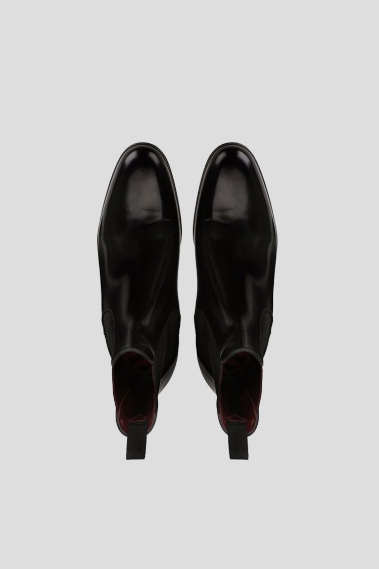 Dolce & Gabbana Black Leather Chelsea Ankle Boots Shoes In Neutrals