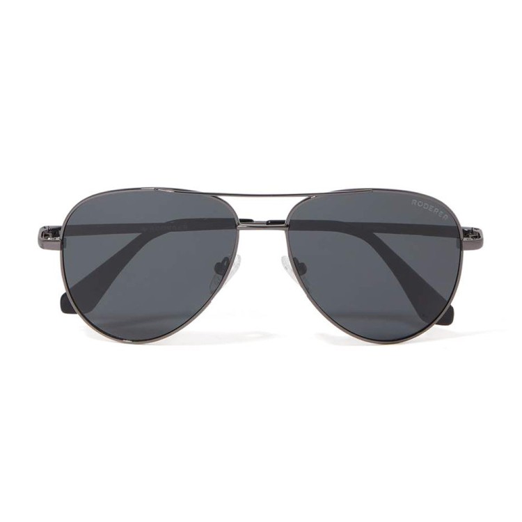 Roderer James Aviator Polarized Sunglasses - Gunmetal / Black In Grey