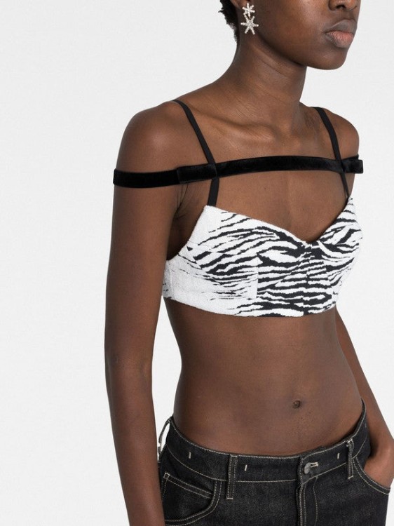 Shop Attico Zebra-print Cropped Top In Black