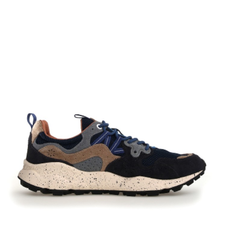 Shop Flower Mountain Yamano Navy Blue Sneakers And Beige And Gray Inserts