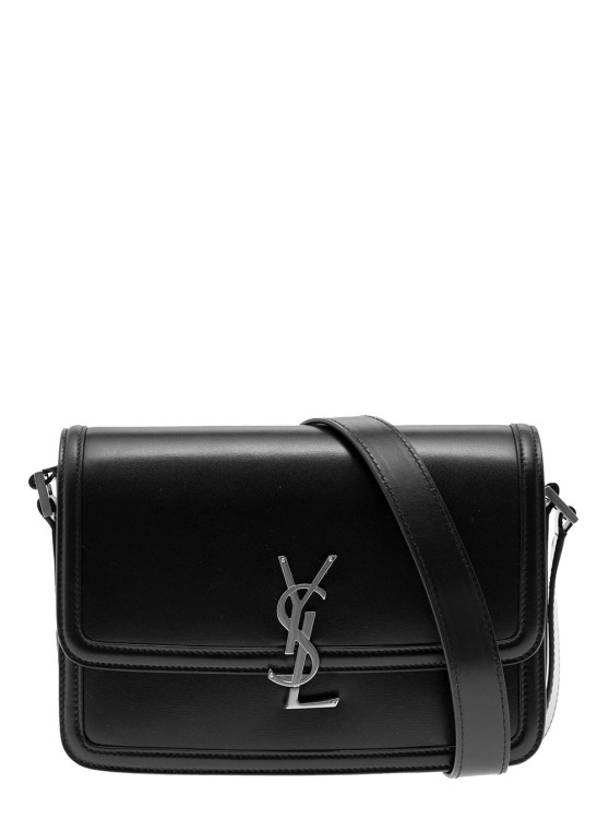 Saint Laurent Black Messenger Bag With Cassandre Detail In Smooth Leather